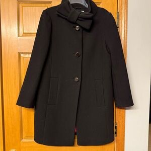 kate spade Black Pea Coat with Bow Detail